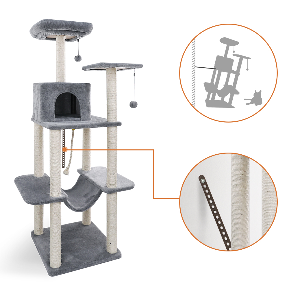 Cat Tree House Condo Multi-Level Tower for Large Cats