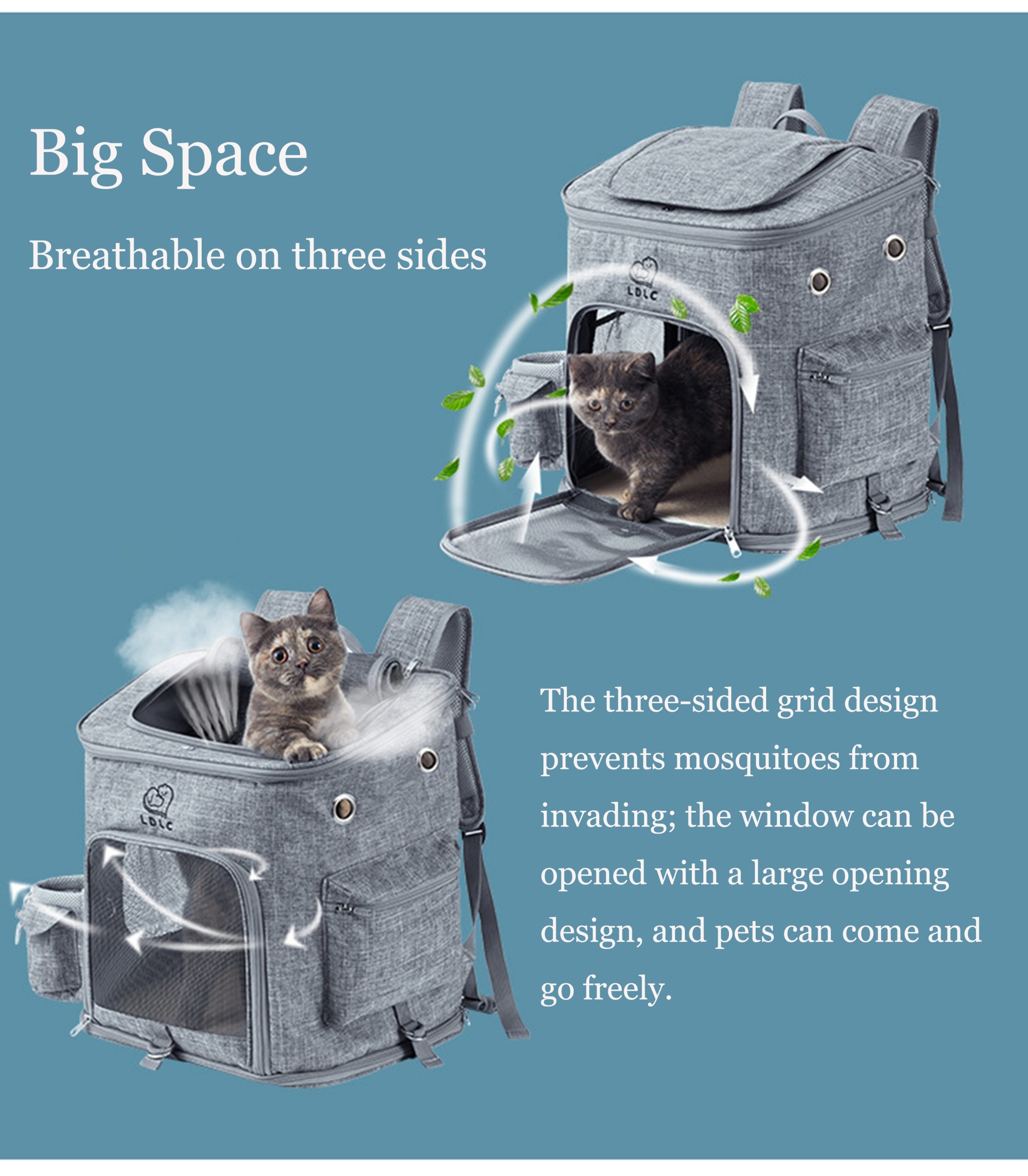Breathable and Expandable Backpack For Large/Small Pets