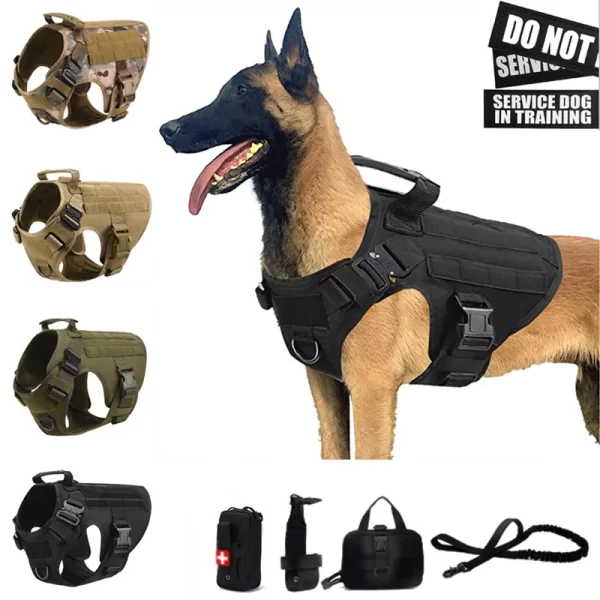 K9 Tactical Military Vest, Training Dog Harness and Leash Set