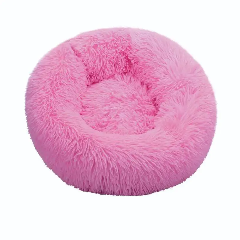 Round Soft Long Plush Cat Beds