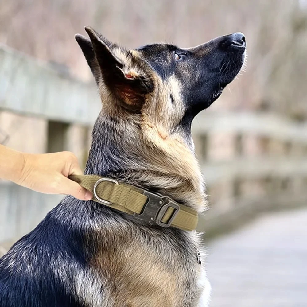 Tactical Police Dog Collar - Durable, Adjustable Nylon for Medium to Large Dogs