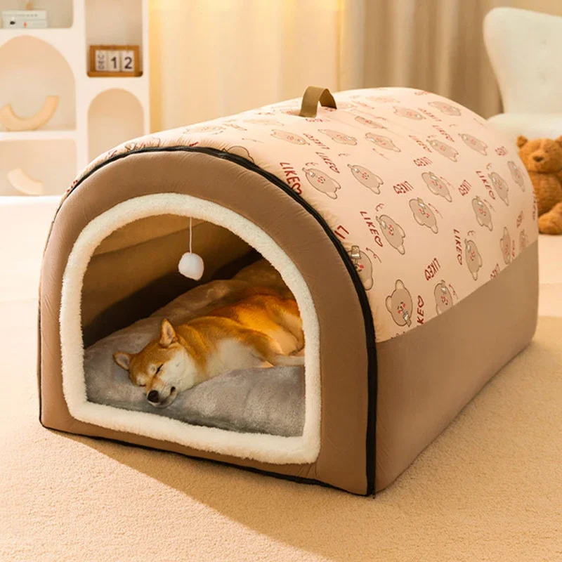 Warm Winter Cat Dog Bed Mat - Cozy Geometric House Nest for Medium to Large Pets