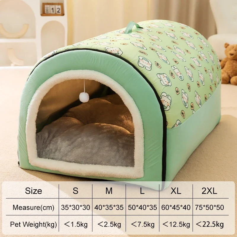 Warm Winter Cat Dog Bed Mat - Cozy Geometric House Nest for Medium to Large Pets