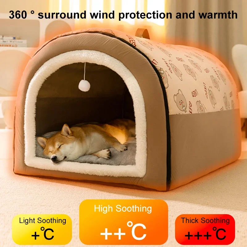 Warm Winter Cat Dog Bed Mat - Cozy Geometric House Nest for Medium to Large Pets