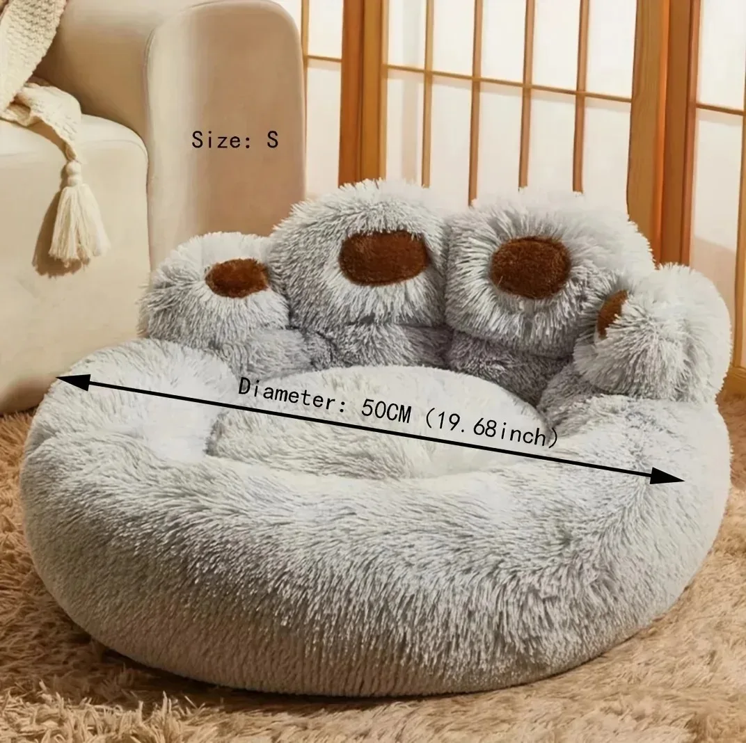 Soft Plush Cat & Dog Bed | Warm Pet Sleeping Sofa for Winter