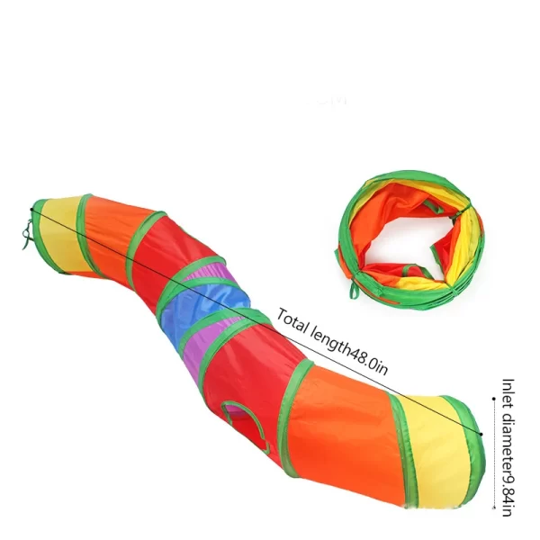 Foldable Cat Play Tunnel | Rainbow Collapsible Pet Tube - Image 6