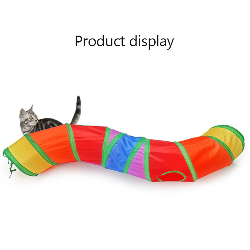 Foldable Cat Play Tunnel | Rainbow Collapsible Pet Tube