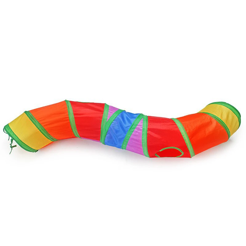 Foldable Cat Play Tunnel | Rainbow Collapsible Pet Tube