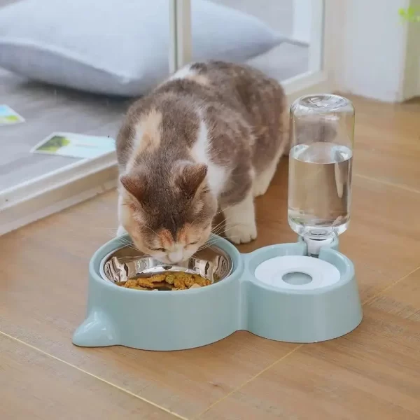 2-in-1 Cat Bowl & Automatic Water Dispenser | Pet Food & Water Feeder - Image 2