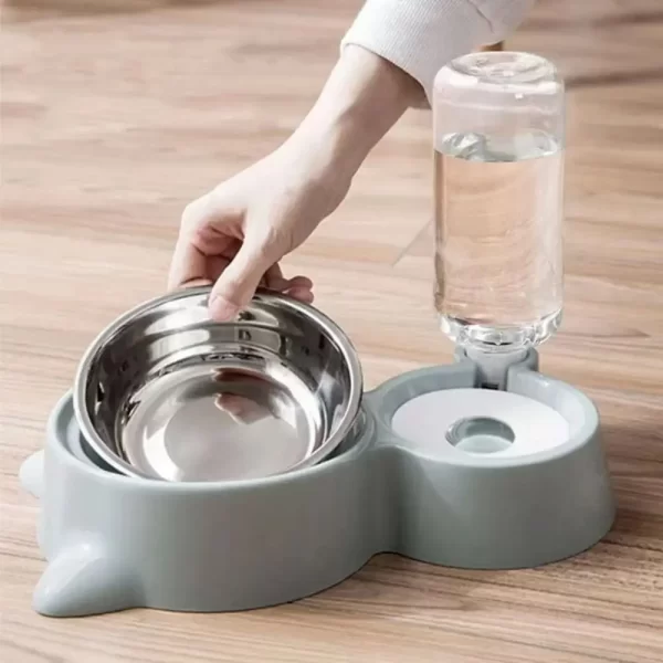 2-in-1 Cat Bowl & Automatic Water Dispenser | Pet Food & Water Feeder