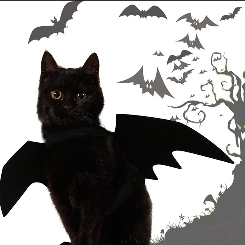 Halloween Bat Wings Pet Costume | Black Felt Harness for Cats & Dogs