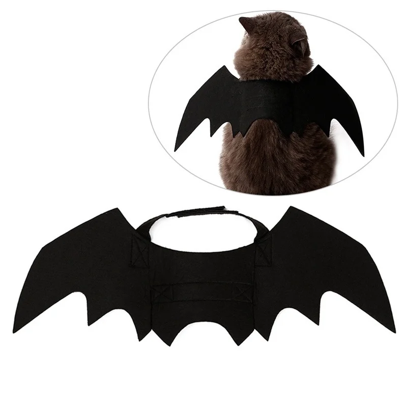 Halloween Bat Wings Pet Costume | Black Felt Harness for Cats & Dogs