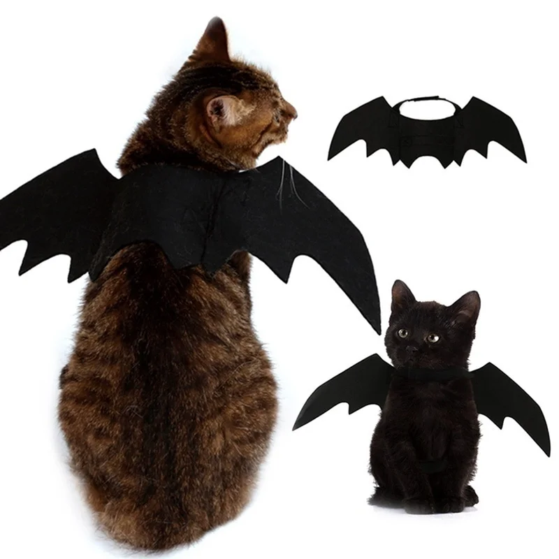 Halloween Bat Wings Pet Costume | Black Felt Harness for Cats & Dogs