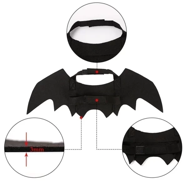 Halloween Bat Wings Pet Costume | Black Felt Harness for Cats & Dogs - Image 6