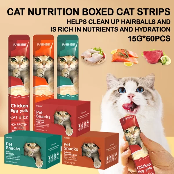 Cat Nutrition Boxed Strips | Chicken, Salmon & Tuna Pet Snacks