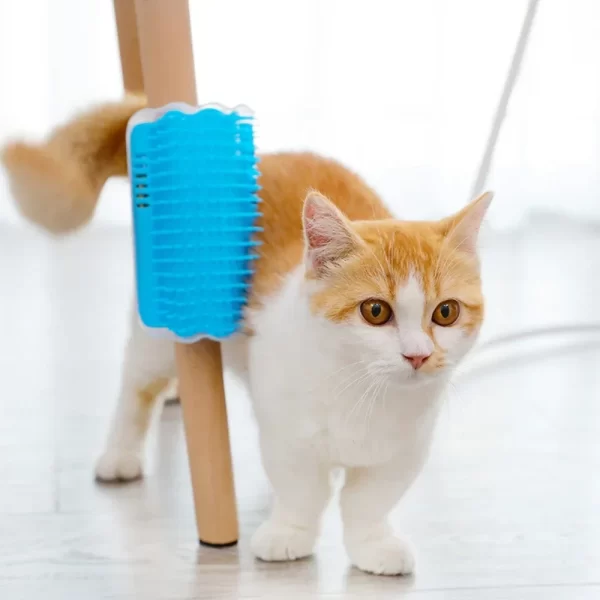 Cat Corner Grooming Brush with Self-Massaging Comb – Wall-Mounted Cat Hair Remover & Itch Reliever - Image 2