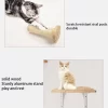 Wall-Mounted Cat Tree & Shelves – Wooden Cat Climbing System with Scratching Posts & Hammock - Image 4