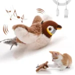 Flapping Chirping Bird Cat Toy – Touch-Activated, Rechargeable Interactive Toy with Catnip