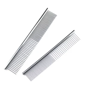 Stainless Steel Pet Grooming Comb Set: Two Combs for Long and Short Coats