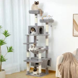 Tall Multi-Level Cat Tree Tower – 54", 65" or 72" with Condo, Hammock, Perches & Sisal Posts