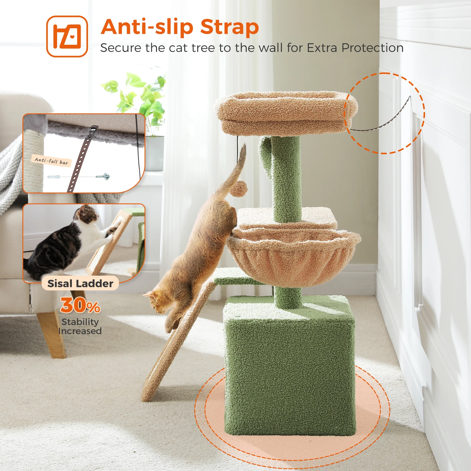 Cat Tree Tower with Scratching Posts, Condo & Hammock – Multi-Level Activity Center for Indoor Cats - Image 4