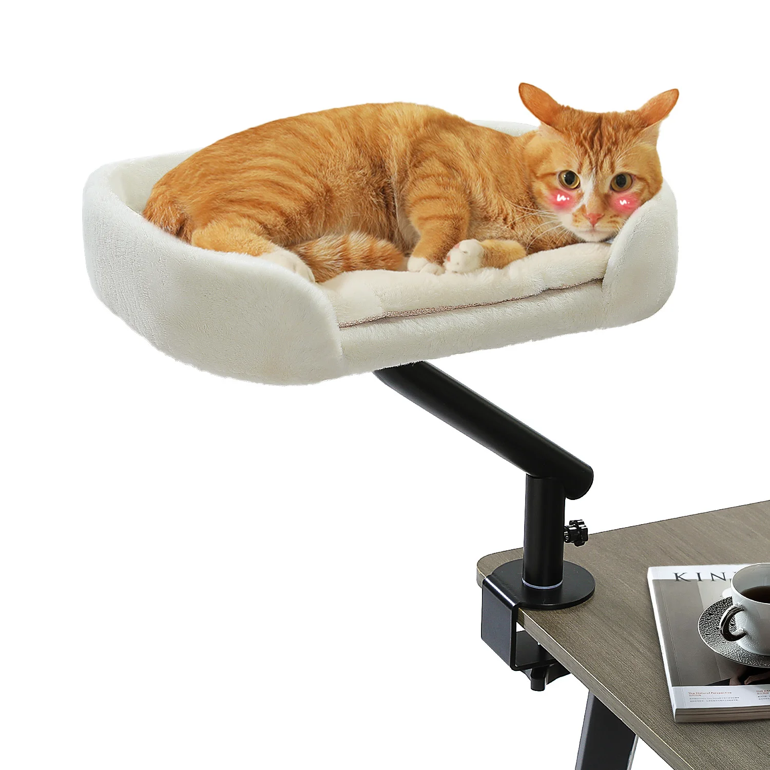 Cat Desk Bed with 360 Degree Rotation: Clamp On Cat Hammock for Your Desk or Table
