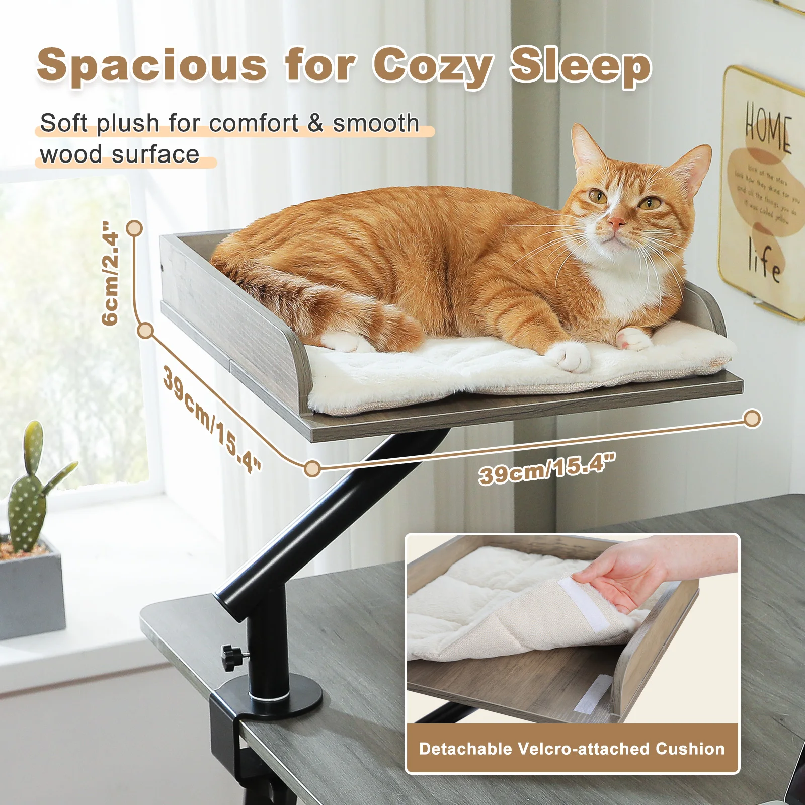 Cat Desk Bed with 360 Degree Rotation: Clamp On Cat Hammock for Your Desk or Table - Image 4