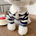Striped Polo Shirt for Dogs: Soft Cotton Top for Small and Medium Breeds