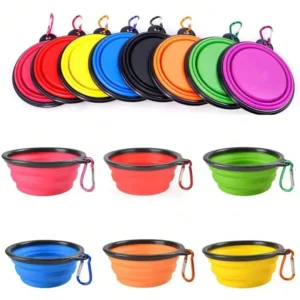 Collapsible Silicone Dog Bowl – Portable Travel Food & Water Bowl with Carabiner Clip