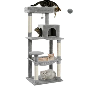 5-Level Cat Tree Tower with Large Hammock, Condo & Sisal Scratching Posts – for Large Cats